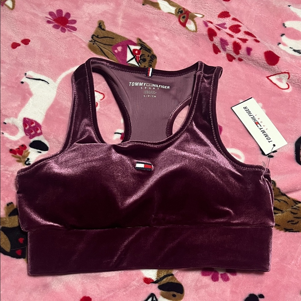 Tommy Hilfiger velvet sports bra top nwt